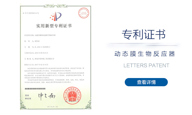 動態膜反應器專利證書